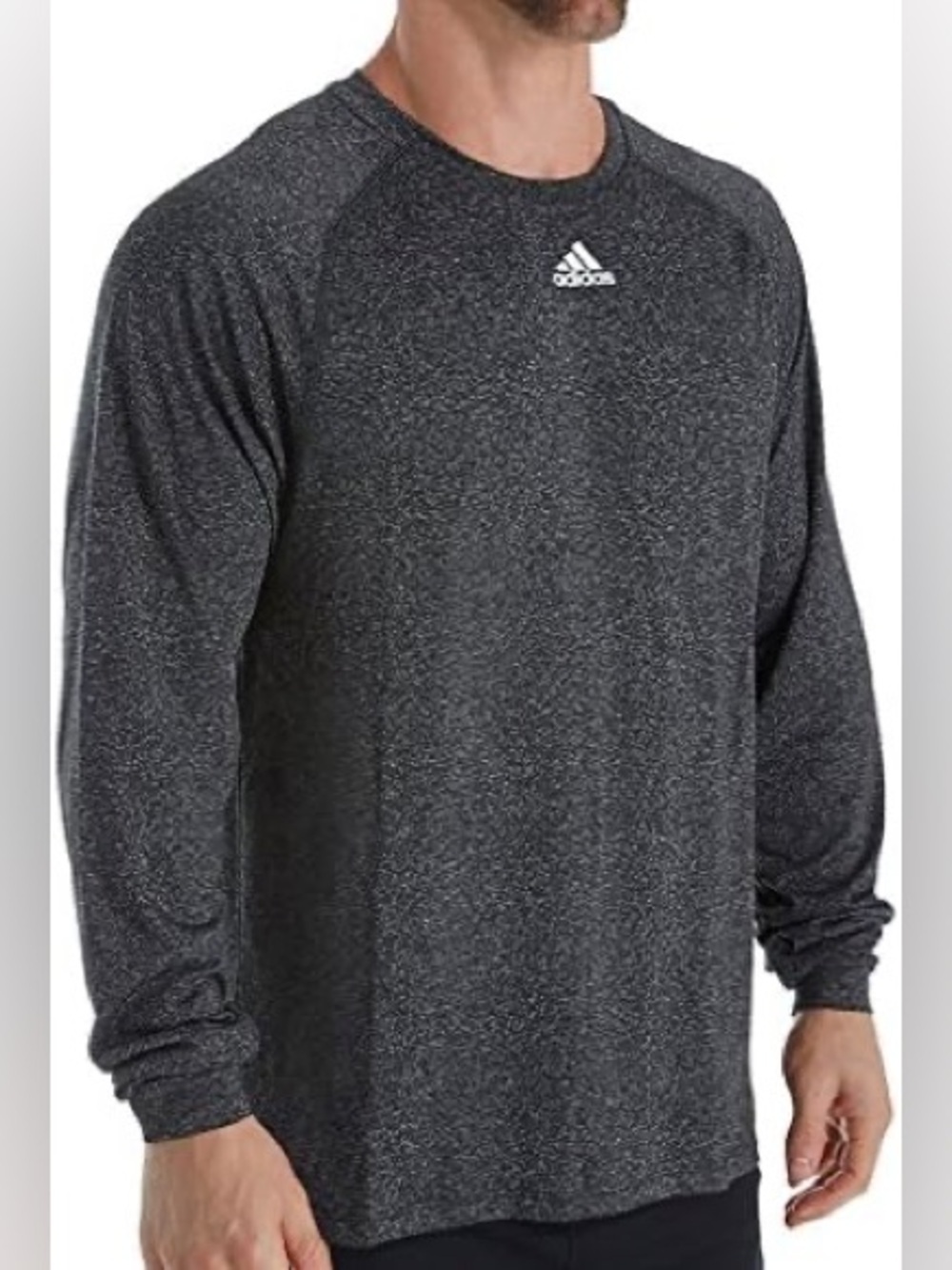 adidas Men’s climalite Long Sleeve Heathered Dark Gray Crew Tee